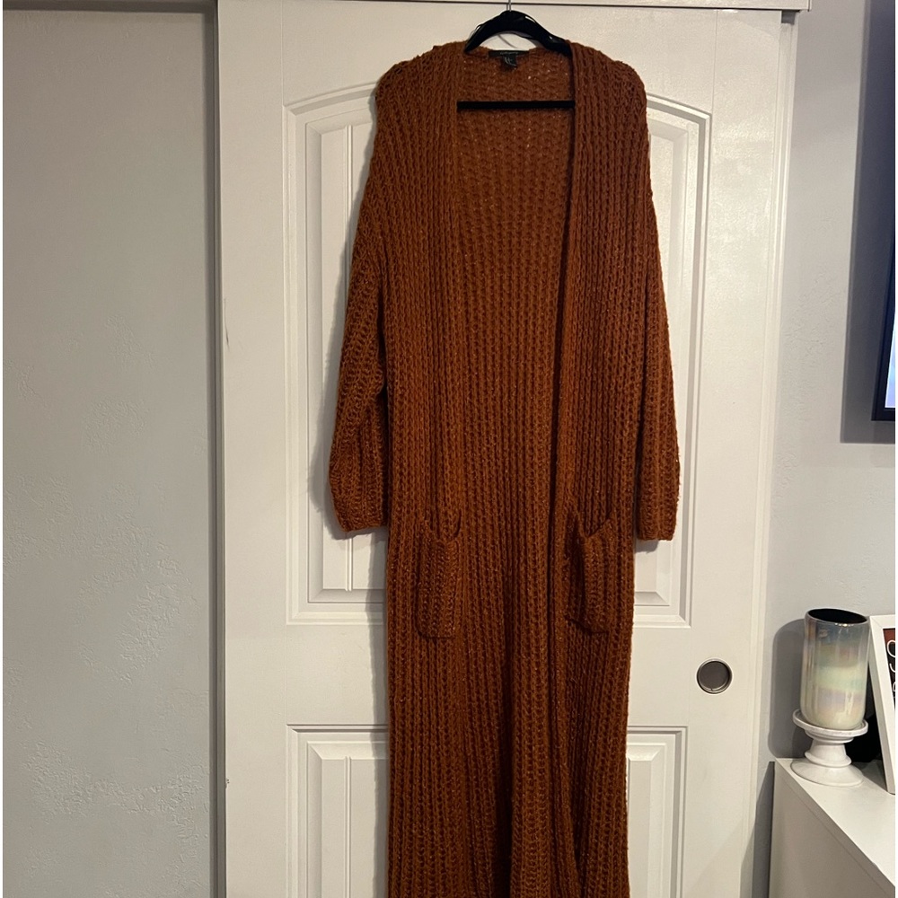 Long orange , brown cardigan great for fall